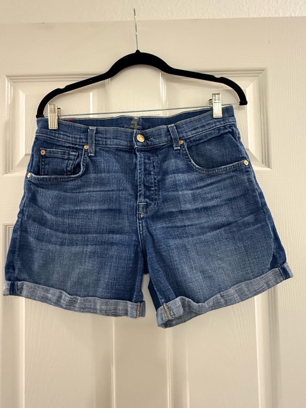 7 For All Mankind Women's Denim Roll-Cuff Shorts